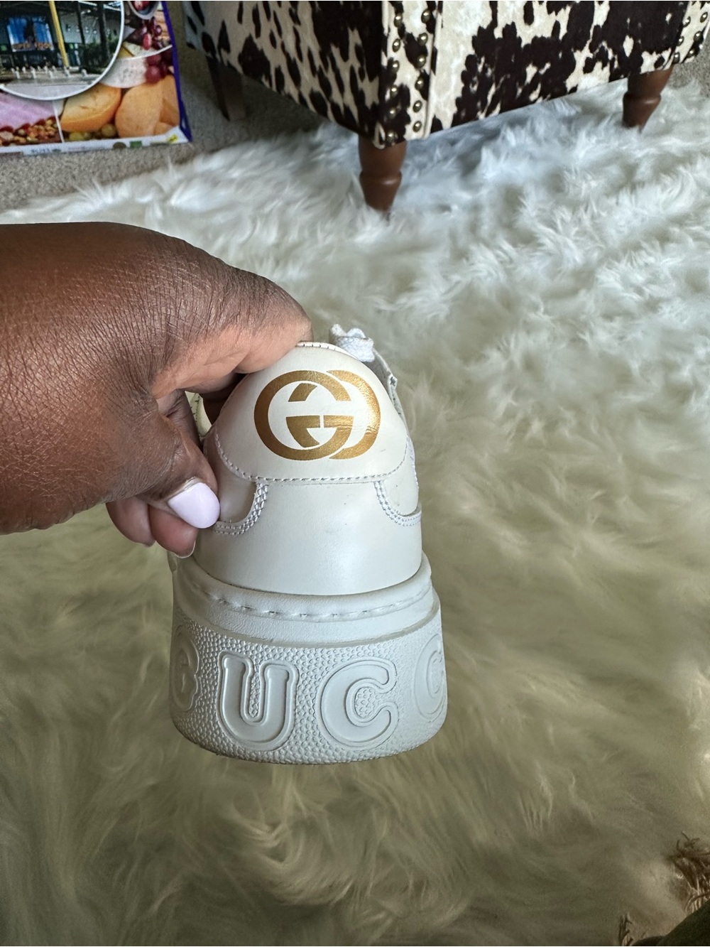 Gucci women’s Cream/White Platform Sneakers - Picture 3 of 8